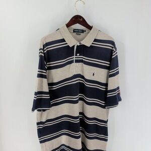 Vintage Polo Golf Ralph Lauren Otter‎ Creek Striped Polo Shirt Gray Blue Size XL